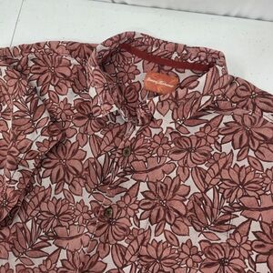 Vintage Tommy Bahama Floral Hawaiian Button Front Silk Shirt Rust‎ Red Men's XL.